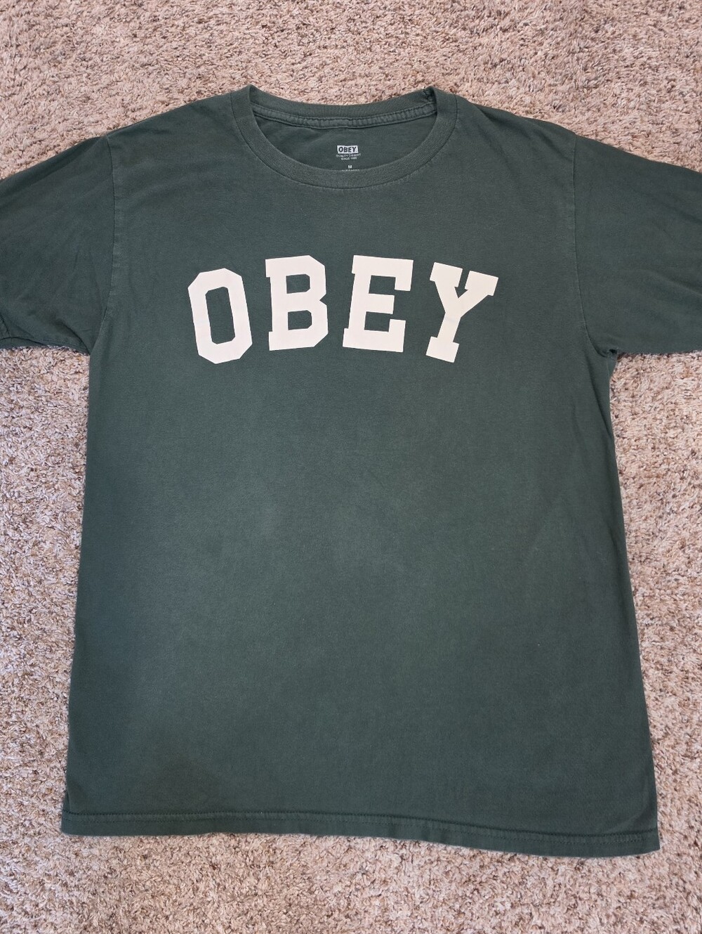 Obey Dark Green Short-Sleeve Logo Tee Unisex Medium